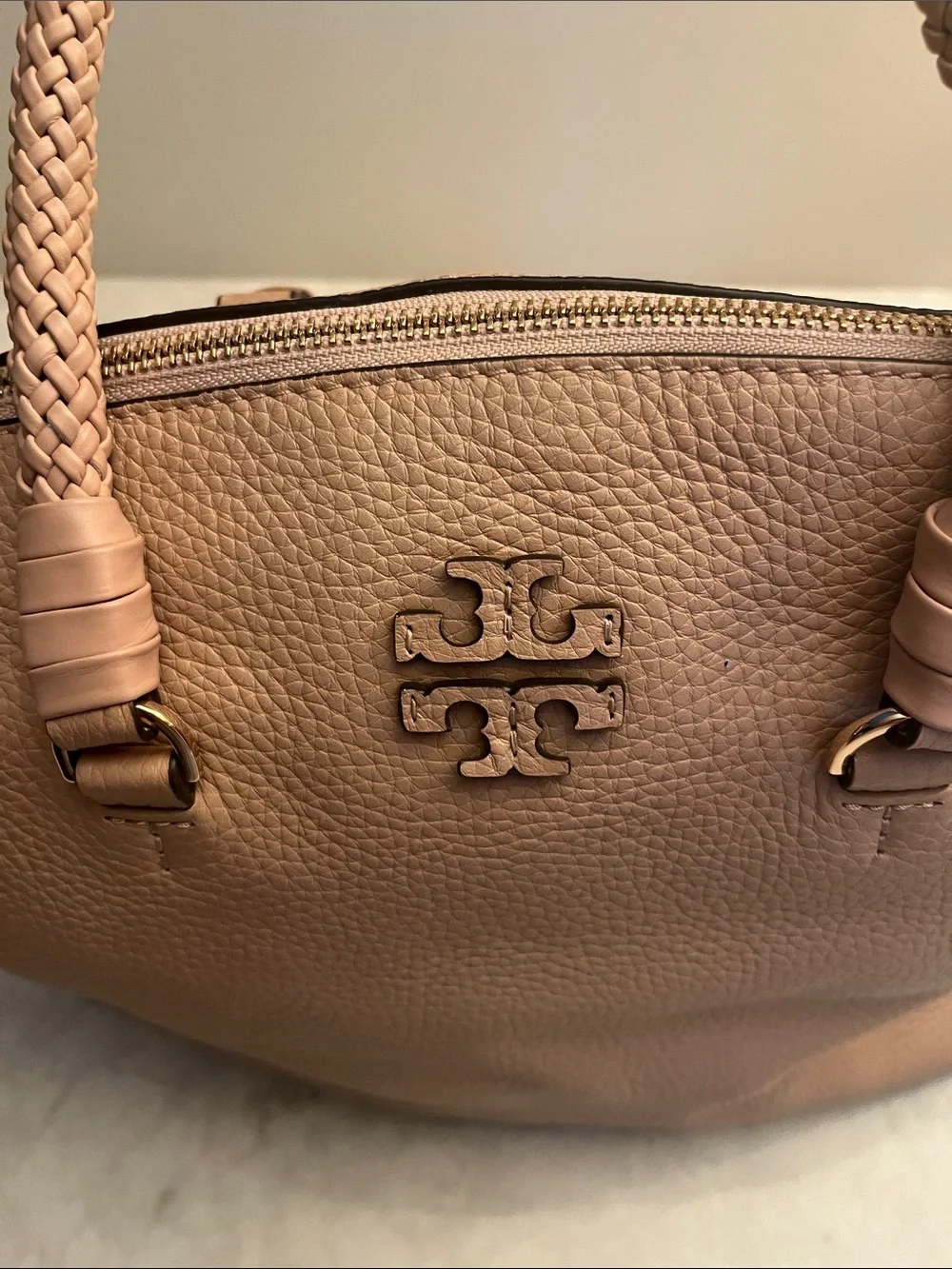 Tory Burch Taylor leather Slouchy Satchel Bag - Devon Sand  no crossbody strap